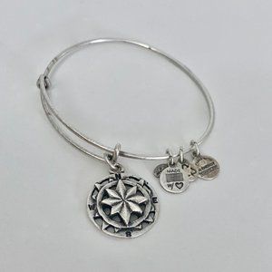 Alex and Ani Silver Compass Charm Bangle